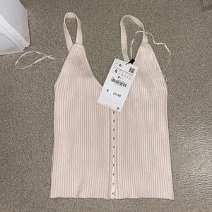 Zara knit corset top ecru size S (NWT)